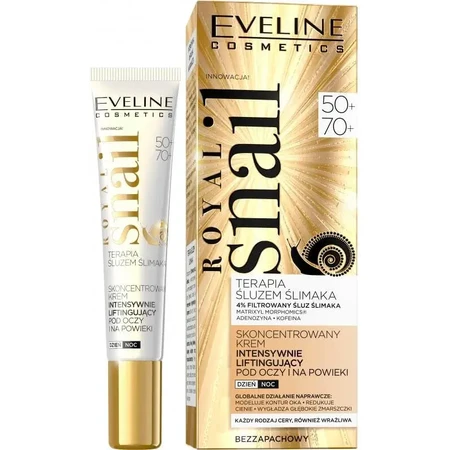 Eveline Cosmetics Royal Snail 50+/70+, crema concentrada intensiva lifting para ojos y párpados, 20 ml