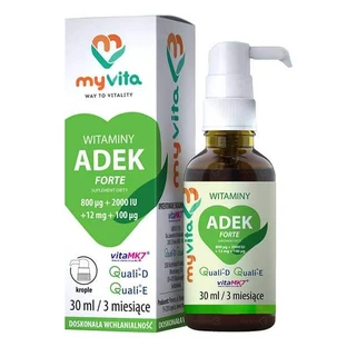 MyVita, Vitaminen ADEK Forte 800 µg + 2000 IE + 12 mg + 100 µg, druppels, 30 ml