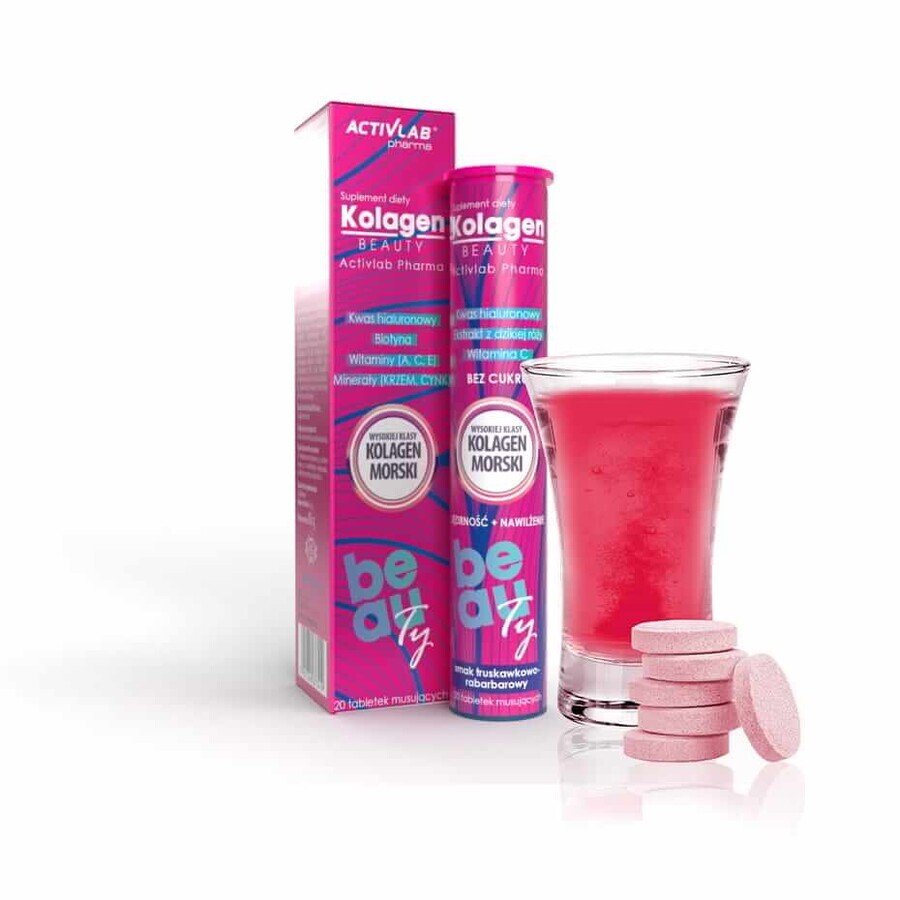 Buy Activlab Pharma Kolagen Beauty, strawberry and rhubarb flavor, 20 effervescent tablets Activlab Pharma Kolagen Beauty, strawberry and rhubarb flavor, 20 effervescent tablets
