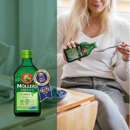 Moller's Tran noruego, mayores de 3 años, sabor manzana, 250 ml