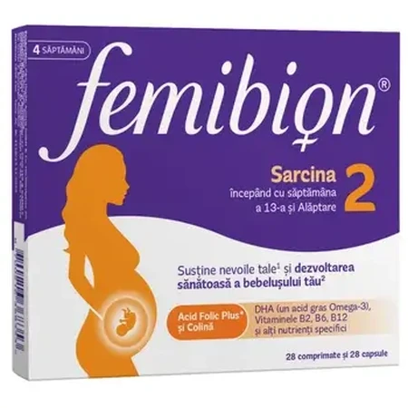Femibion 2 Sarcina, 28 comprimate + 28 capsule