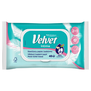 Velvet Intima, 2 in 1 wet toilet paper with clip, 42 pieces