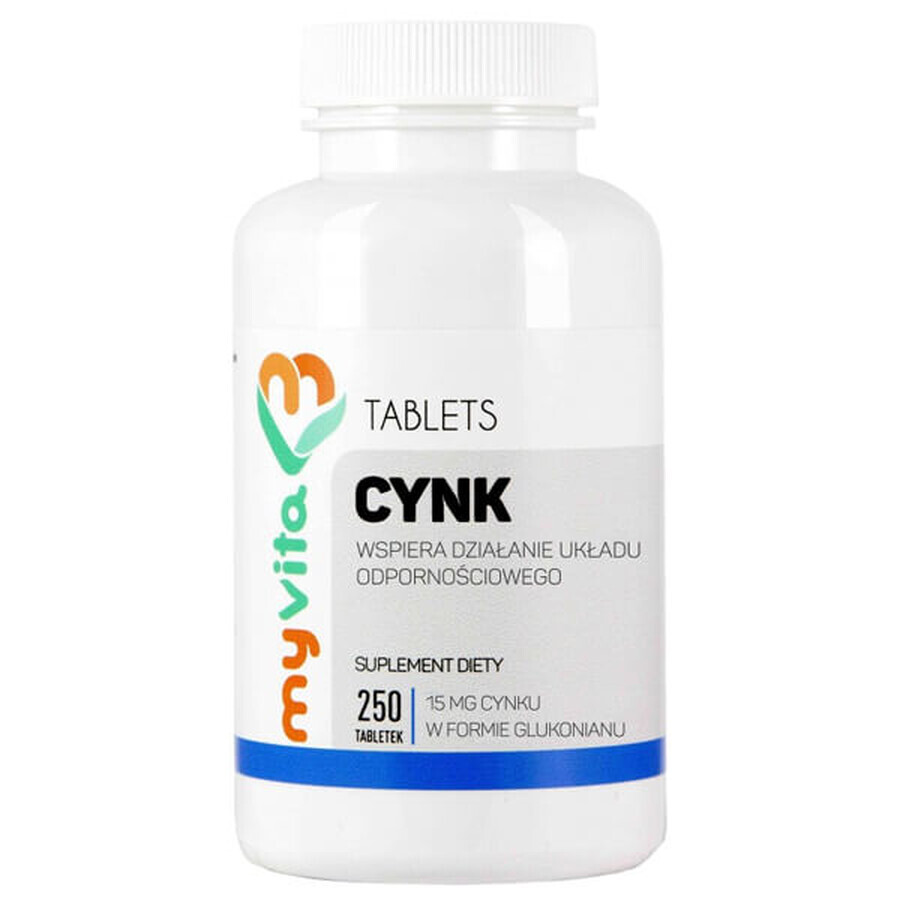 Cumpără MyVita, Zinc, 15 mg, gluconat de zinc, 250 comprimate MyVita, Zinc, 15 mg, gluconat de zinc, 250 comprimate