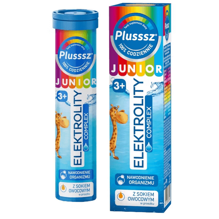 Plusssz Junior Elektrolity Complex, for children over 3 years of age, orange flavor, 20 effervescent tablets
