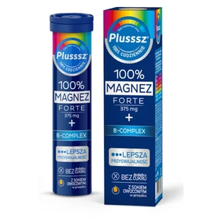 Plusssz 100% Magnesio Forte + Complejo B, sabor naranja-pomelo, 20 comprimidos efervescentes