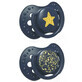 Lovi, Ciuccio in silicone dinamico Stardust 0-3m 22/892 blu, confezione da 2