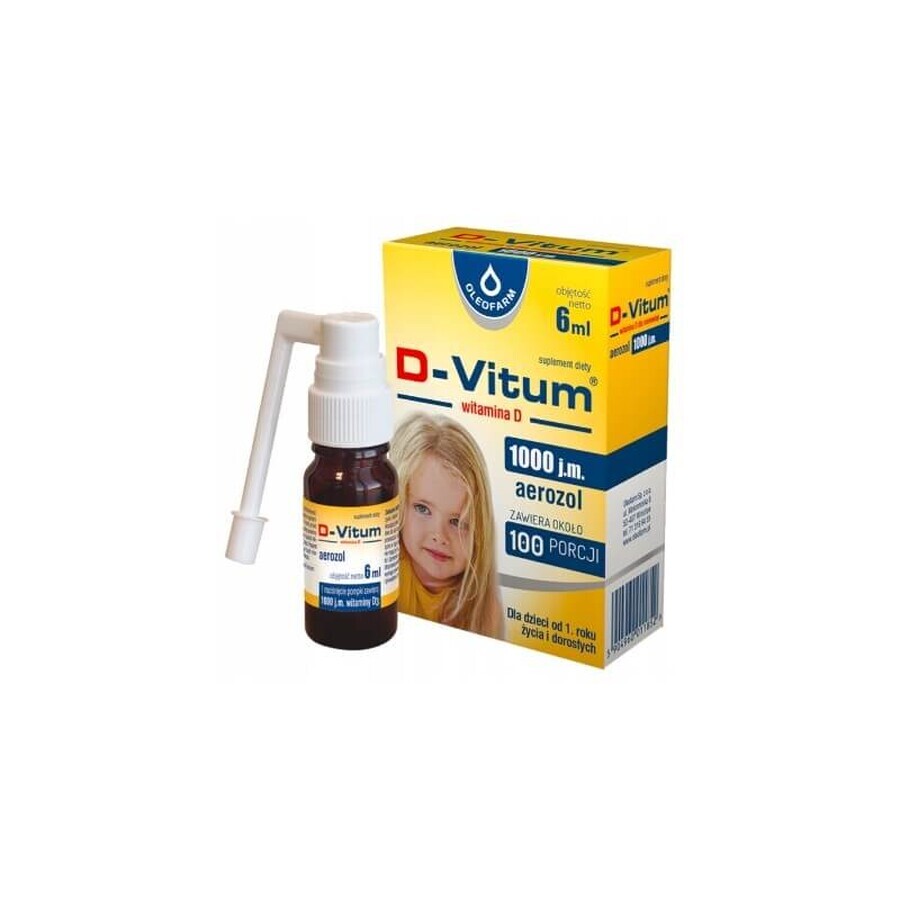D-Vitum 1000 UI, vitamina D pentru copii peste 1 an, aerosol, 6 ml D-Vitum 1000 UI, vitamina D pentru copii peste 1 an, aerosol, 6 ml