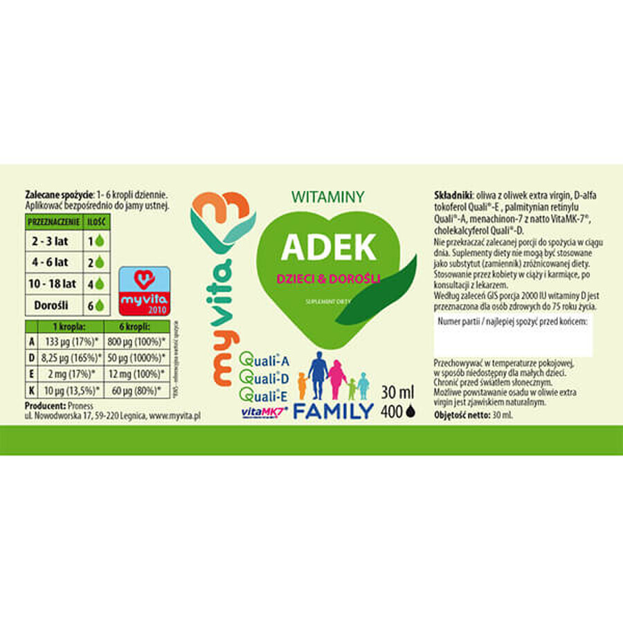 Boutique MyVita ADEK Family, gouttes pour enfants et adultes, à partir de 2 ans, 30 ml MyVita ADEK Family, gouttes pour enfants et adultes, à partir de 2 ans, 30 ml