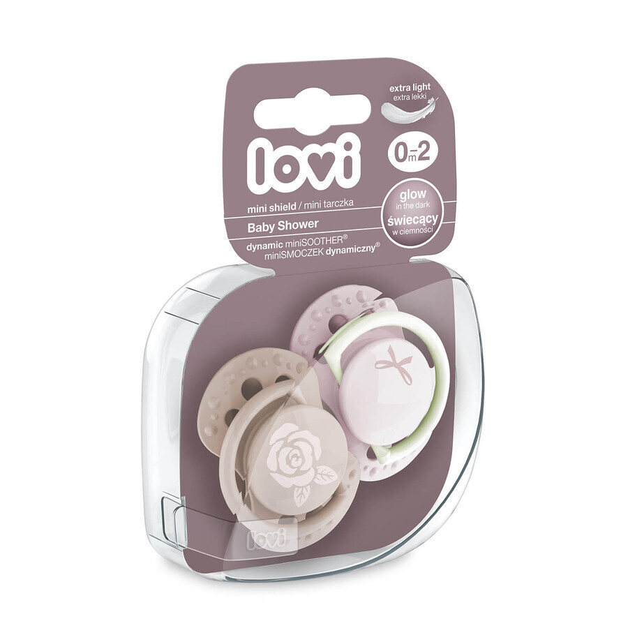 Buy Lovi Baby Shower, pacifier, silicone, dynamic, girl, 22/900, from 0-2 months, 2 pcs. Lovi Baby Shower, pacifier, silicone, dynamic, girl, 22/900, from 0-2 months, 2 pcs.