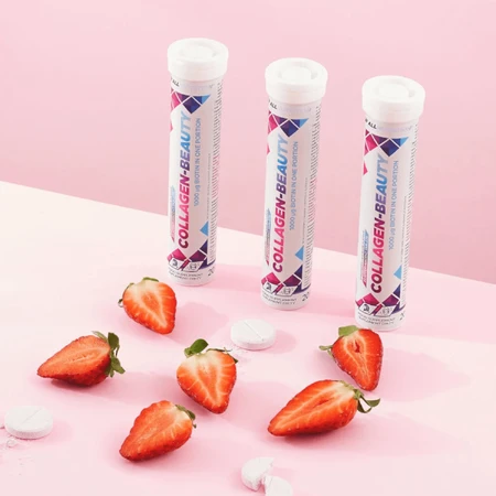 Allnutrition Collagen-Beauty, aardbei-rabarbersmaak, 20 bruistabletten