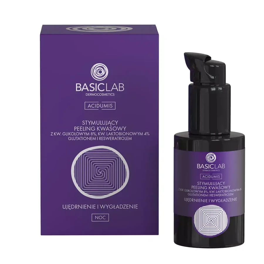 BasicLab Acidumis, stimulerende zure peeling voor de nacht, verstevigend en gladmakend, 30 ml