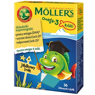 Möller's Omega-3 Jelly Fish, appelaroma, 36 stuks