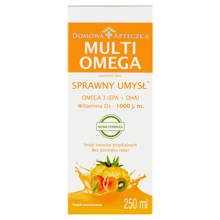 MultiOmega, pentru copii cu vârsta peste 3 ani și adulți, aromă de fructe tropicale, 250 ml