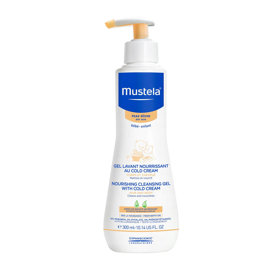 Winkel op Mustela Bebe Enfant, voedende reinigingsgel, met Cold Cream en biologische bijenwas, vanaf de geboorte, droge huid, 300 ml Mustela Bebe Enfant, voedende reinigingsgel, met Cold Cream en biologische bijenwas, vanaf de geboorte, droge huid, 300 ml