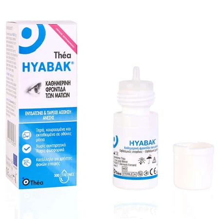Hyabak, colirio hidratante para ojos y lentes de contacto, sin conservantes, 10 ml