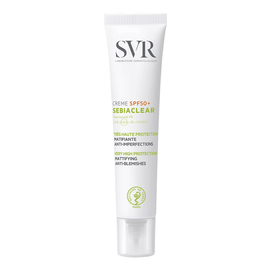 Cumpără SVR Sebiaclear, Cremă protectoare matifiantă pentru tenul cu tendință acneică, SPF 50+, 40 ml SVR Sebiaclear, Cremă protectoare matifiantă pentru tenul cu tendință acneică, SPF 50+, 40 ml