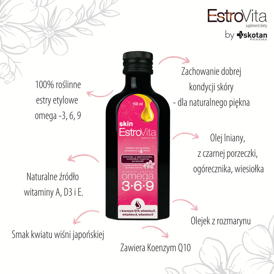 Buy EstroVita Skin, Omega 3-6-9 Acid Esters, Sakura Flavor from Japanese Cherry Blossoms, 150ml EstroVita Skin, Omega 3-6-9 Acid Esters, Sakura Flavor from Japanese Cherry Blossoms, 150ml