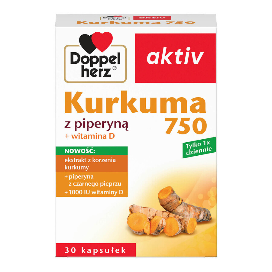 Buy Doppelherz aktiv Turmeric 750 with Piperine + Vitamin D, 30 capsules Doppelherz aktiv Turmeric 750 with Piperine + Vitamin D, 30 capsules
