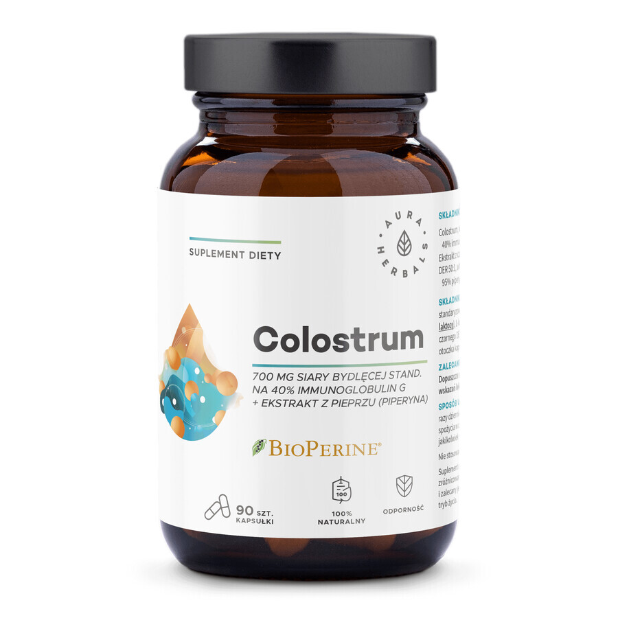Cumpără Aura Herbals Colostrum 700 mg + BioPerine, 90 capsule Aura Herbals Colostrum 700 mg + BioPerine, 90 capsule