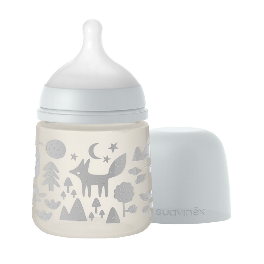 Suavinex Fox, SX Pro physiological bottle SX Pro, slow flow, gray fox, from birth, 150 ml
