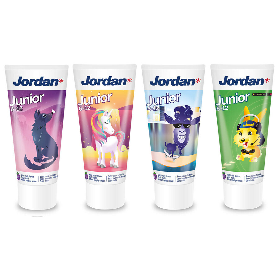 Winkel op Jordan Junior, tandpasta voor kinderen, met fluoride, fruit, 6-12 jaar, 50 ml Jordan Junior, tandpasta voor kinderen, met fluoride, fruit, 6-12 jaar, 50 ml