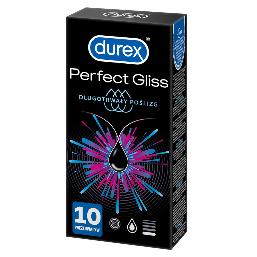 Acquista Durex Perfect Gliss Condoms Premium, 10 Pezzi per un Piacevole Scivolamento Prolungato. Durex Perfect Gliss Condoms Premium, 10 Pezzi per un Piacevole Scivolamento Prolungato.