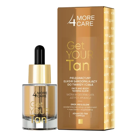 More4Care Get Your Tan, zelfbruiningselixer voor gezicht en lichaam, 15 ml