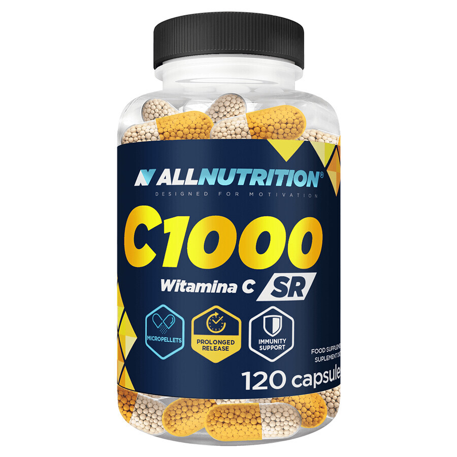Acquista Allnutrition C 1000 SR, 120 capsule - Integratore alimentare di vitamina C a rilascio prolungato per sostenere salute e immunità. Allnutrition C 1000 SR, 120 capsule - Integratore alimentare di vitamina C a rilascio prolungato per sostenere salute e immunità.