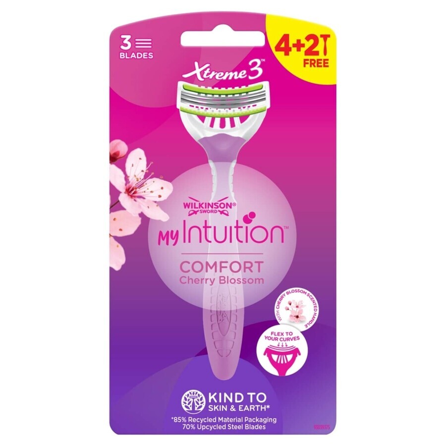 Buy Wilkinson Sword Xtreme 3 My Intuition Women's Disposable Razor Triple Blade Comfort Cherry Blossom 4pcs + 2pcs Free Wilkinson Sword Xtreme 3 My Intuition Women's Disposable Razor Triple Blade Comfort Cherry Blossom 4pcs + 2pcs Free