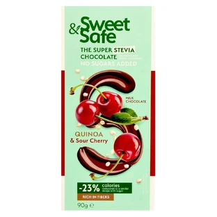 Sweet &amp; Safe melkchocolade, quinoa en zure kersen, 90 g, Sly Nutrition