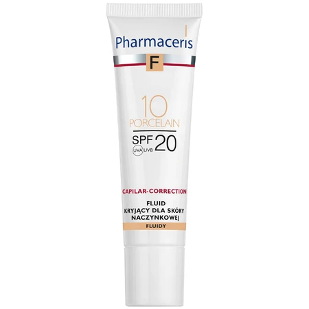 Pharmaceris F, fluide couvrant pour peau vasculaire SPF 20, n° 10, porcelaine, 30 ml