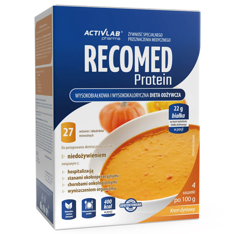 Buy ActivLab Pharma RecoMed Protein, nutritional preparation, pumpkin cream, 100 gx 4 sachets ActivLab Pharma RecoMed Protein, nutritional preparation, pumpkin cream, 100 gx 4 sachets