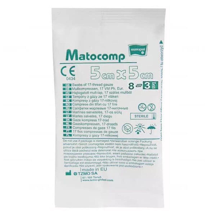 Comprar Matopat Matocomp, compresas de gasa estériles, 17 hilos, 8 capas, 5 cm x 5 cm, 3 piezas Matopat Matocomp, compresas de gasa estériles, 17 hilos, 8 capas, 5 cm x 5 cm, 3 piezas
