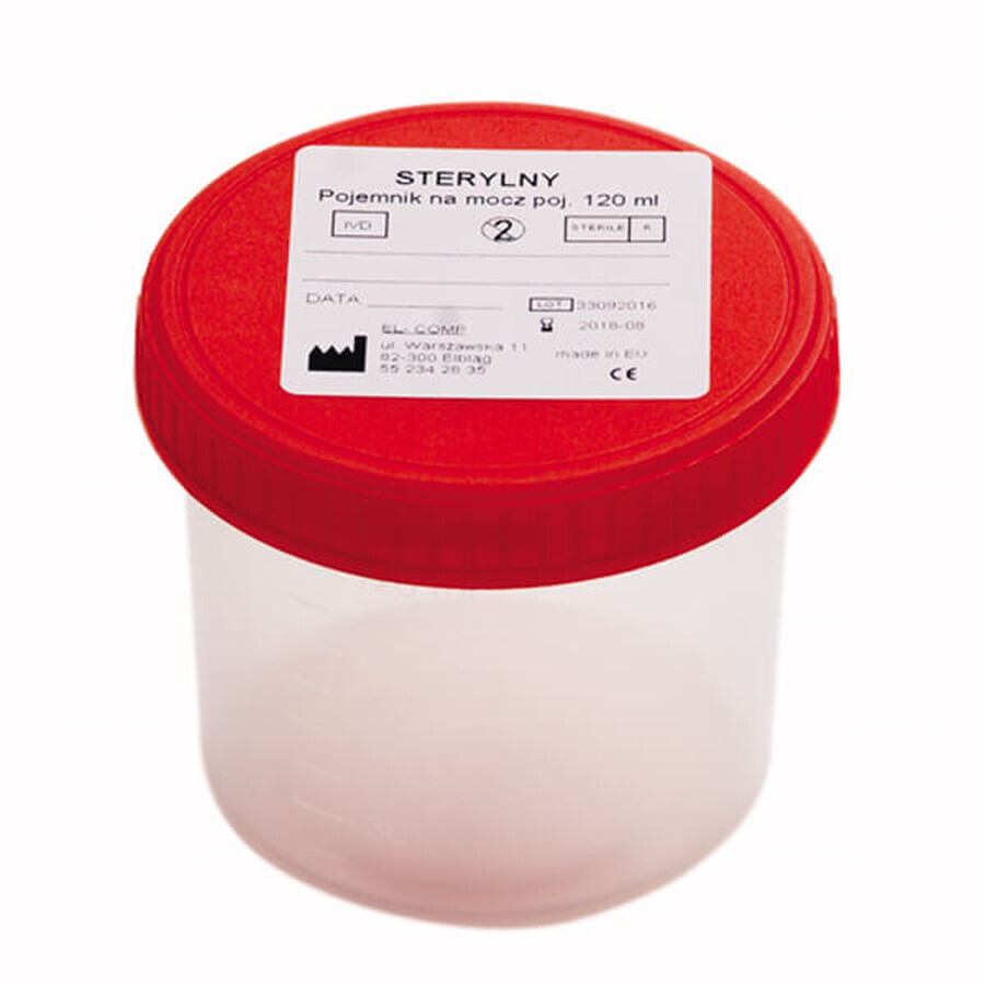 Buy EL-COMP Urine collection container with screw cap, sterile version, 120 ml EL-COMP Urine collection container with screw cap, sterile version, 120 ml