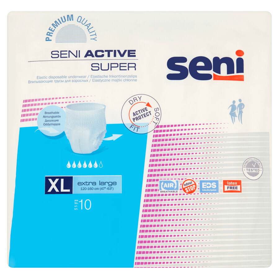 Cumpără Seni Active Super, chiloți absorbanți, mărimea XL, 120-160 cm, 10 bucăți Seni Active Super, chiloți absorbanți, mărimea XL, 120-160 cm, 10 bucăți
