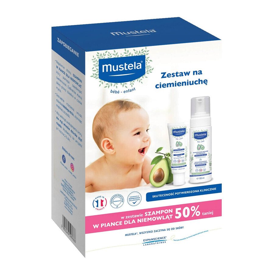 Winkel op Mustela Bebe Enfant-set, wiegkapcrème, 40 ml + schuimshampoo, vanaf de geboorte, 150 ml Mustela Bebe Enfant-set, wiegkapcrème, 40 ml + schuimshampoo, vanaf de geboorte, 150 ml
