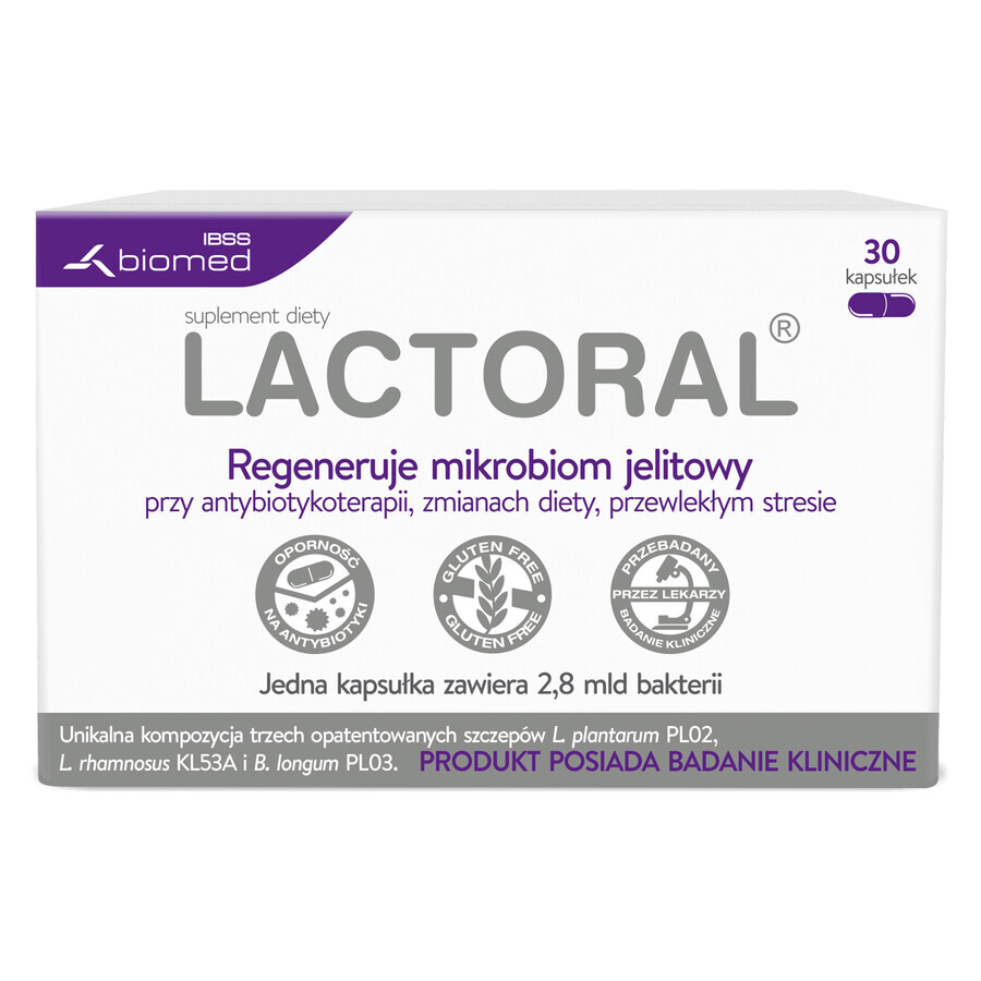 Integratore Probiotico Laktoral - Sostegno Completo per un Sistema Digestivo Sano, 30 Capsule