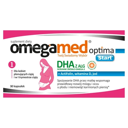 Omegamed Optima Start DHA à base d'algues pour les femmes planifiant une grossesse et dans les premiers mois de grossesse, 30 gélules