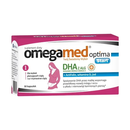 Omegamed Optima Start DHA à base d'algues pour les femmes planifiant une grossesse et dans les premiers mois de grossesse, 30 gélules