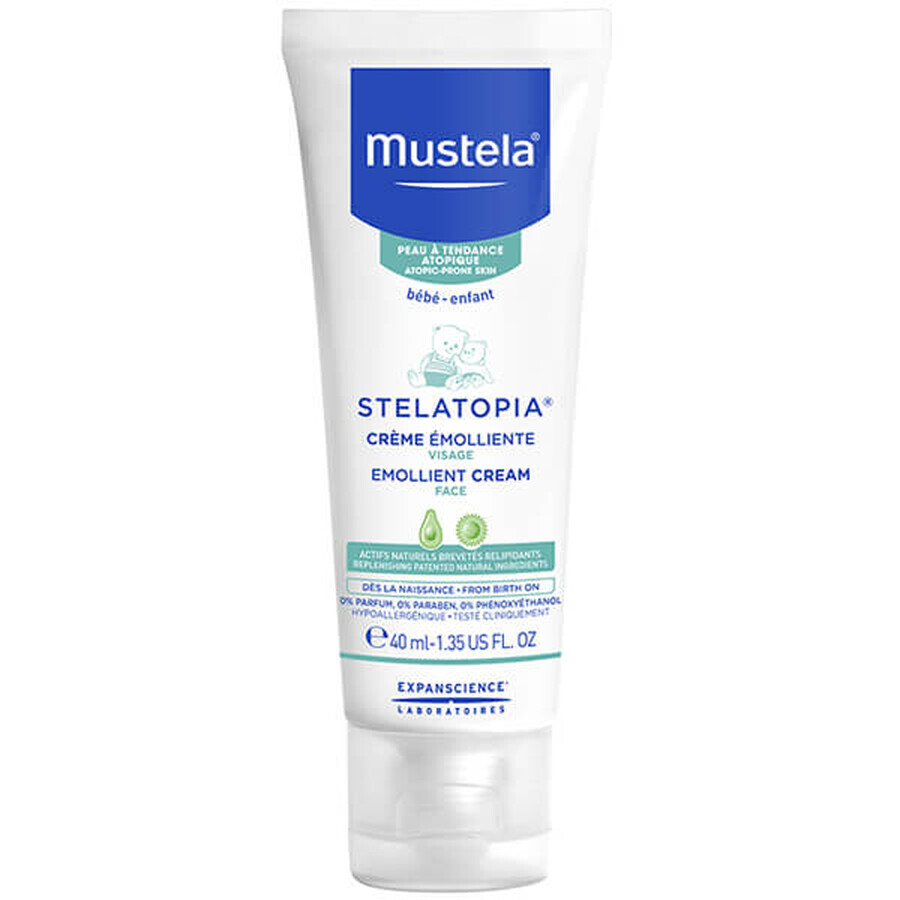 Mustela Stelatopia, crème visage émolliente, peau atopique, 40 ml