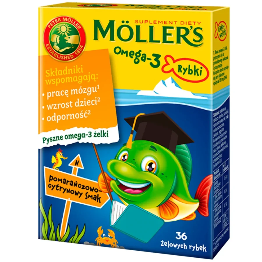 Möller's Gummy Fish with Omega 3 and Lemon and Orange Flavor, 36 gummies