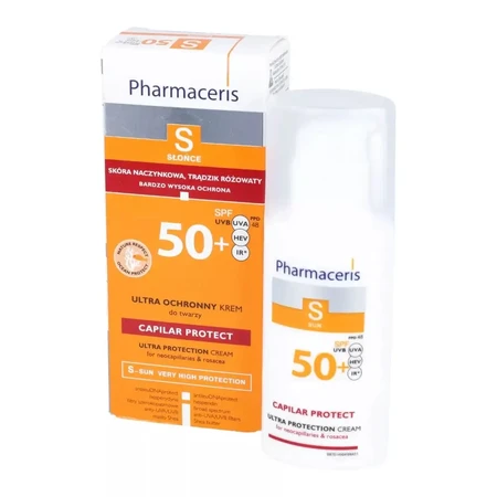Pharmaceris S Capilar &amp; Sun Protect, crème protectrice, peau vasculaire et couperose SPF 50+, 50 ml