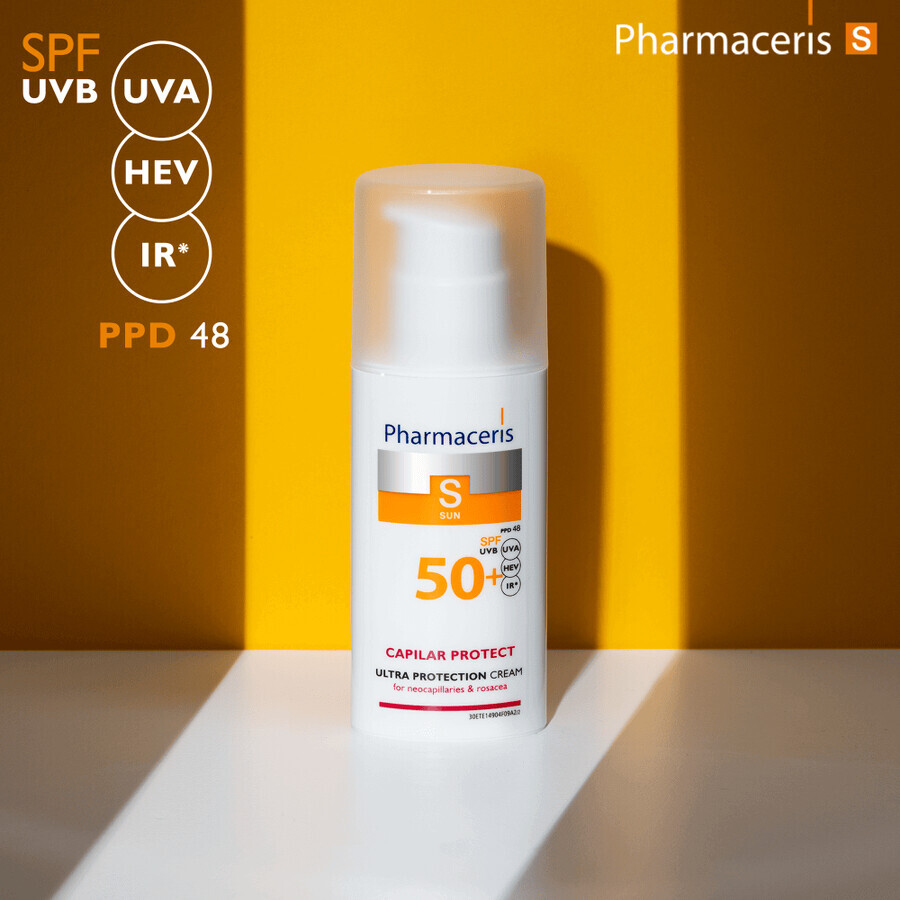 Pharmaceris S Capilar & Sun Protect, Protective cream, vascular skin and rosacea SPF 50+, 50 ml