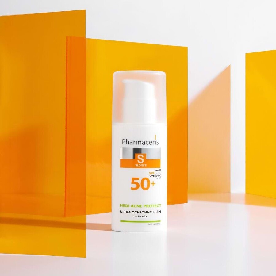 Pharmaceris S Medi Acne Protect, crema protectora, para pieles con tendencia acneica, mixtas y grasas, 50 ml