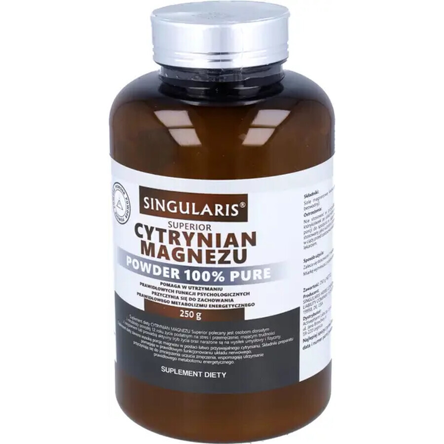 Boutique Singularis Superior, poudre de citrate de magnésium 100 %, 250 g Singularis Superior, poudre de citrate de magnésium 100 %, 250 g