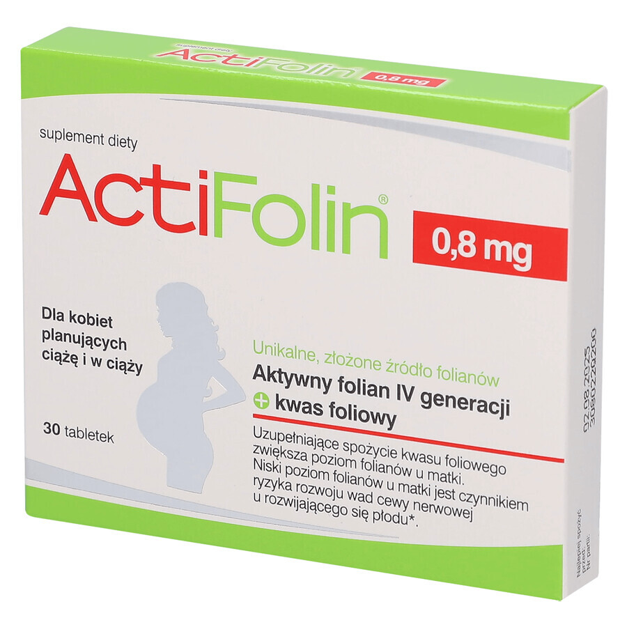 Acquista ActiFolin 0,8 mg, acido folico 800 µg, 30 compresse ActiFolin 0,8 mg, acido folico 800 µg, 30 compresse