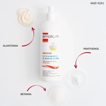 Emolium Dermocare 3en1, liquide de bain, gel nettoyant et shampoing, après 1 mois, 400 ml