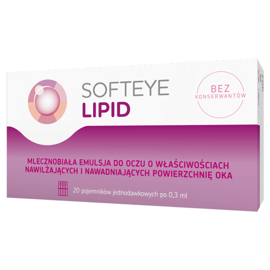 Softeye Lipid, émulsion oculaire, 0,3 ml x 20 flacons