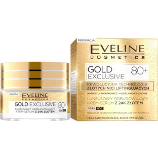 Eveline Cosmetics Gold Exclusive 80+, sérum-crème reconstructeur luxueux à l'or 24 carats, 50 ml