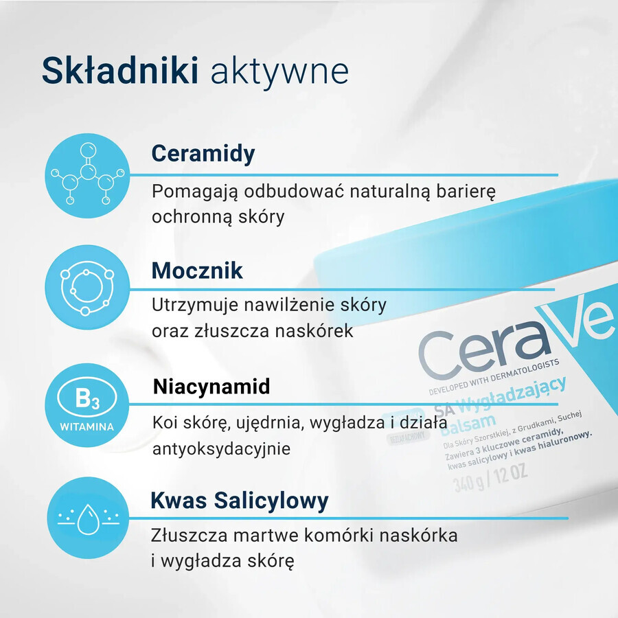 CeraVe SA, glättender Balsam mit Ceramiden, raue, klumpige und trockene Haut, 340 ml